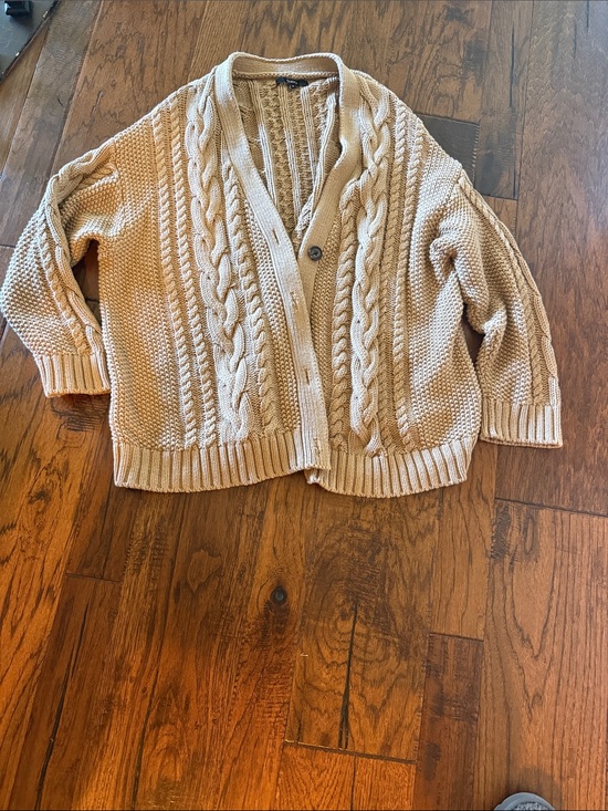 Quince Sweaters - Quince Camel Cable Knit Button-Front Women's Sweater Cardigan